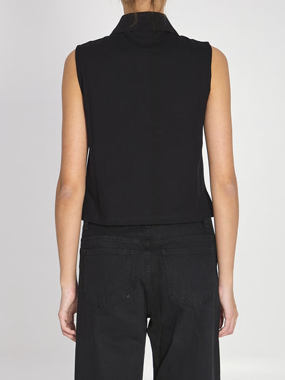 SAINT LAURENT M cassandre polo in cotton piqué