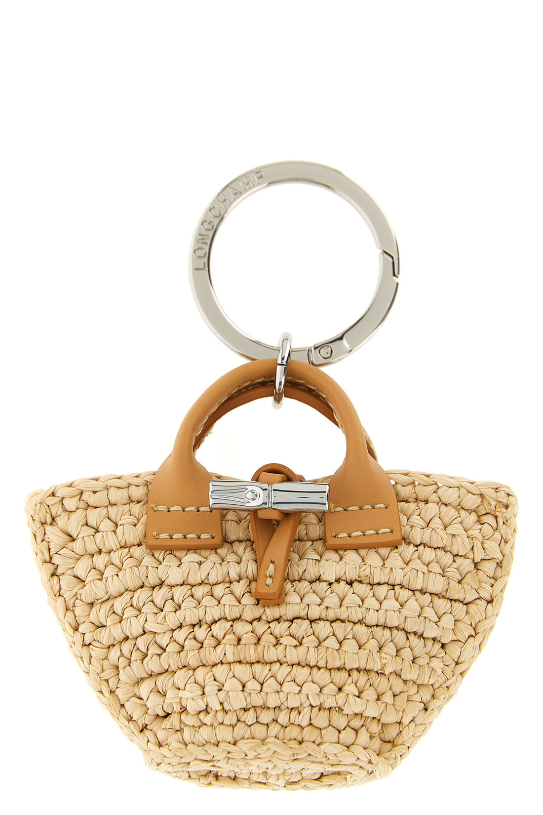 LONGCHAMP OS keychain miniature reinterpretation of the iconic raffia shopping bag of the le
