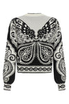 the farm rio arabesque cardigan is distinguished by a complex two-tone jacquar