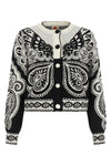 the farm rio arabesque cardigan is distinguished by a complex two-tone jacquar