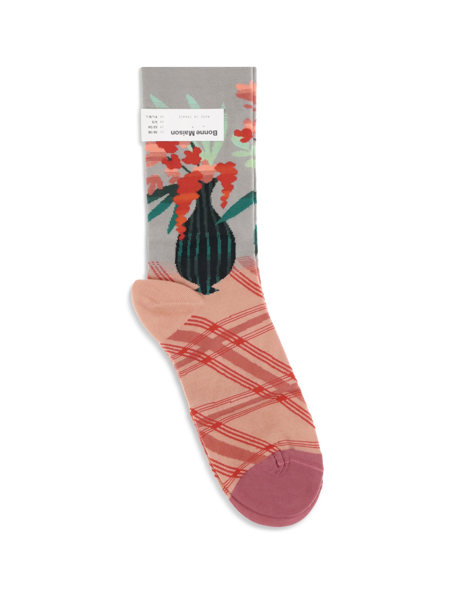 BONNE MAISON 36-38 vase with flowers pattern socks