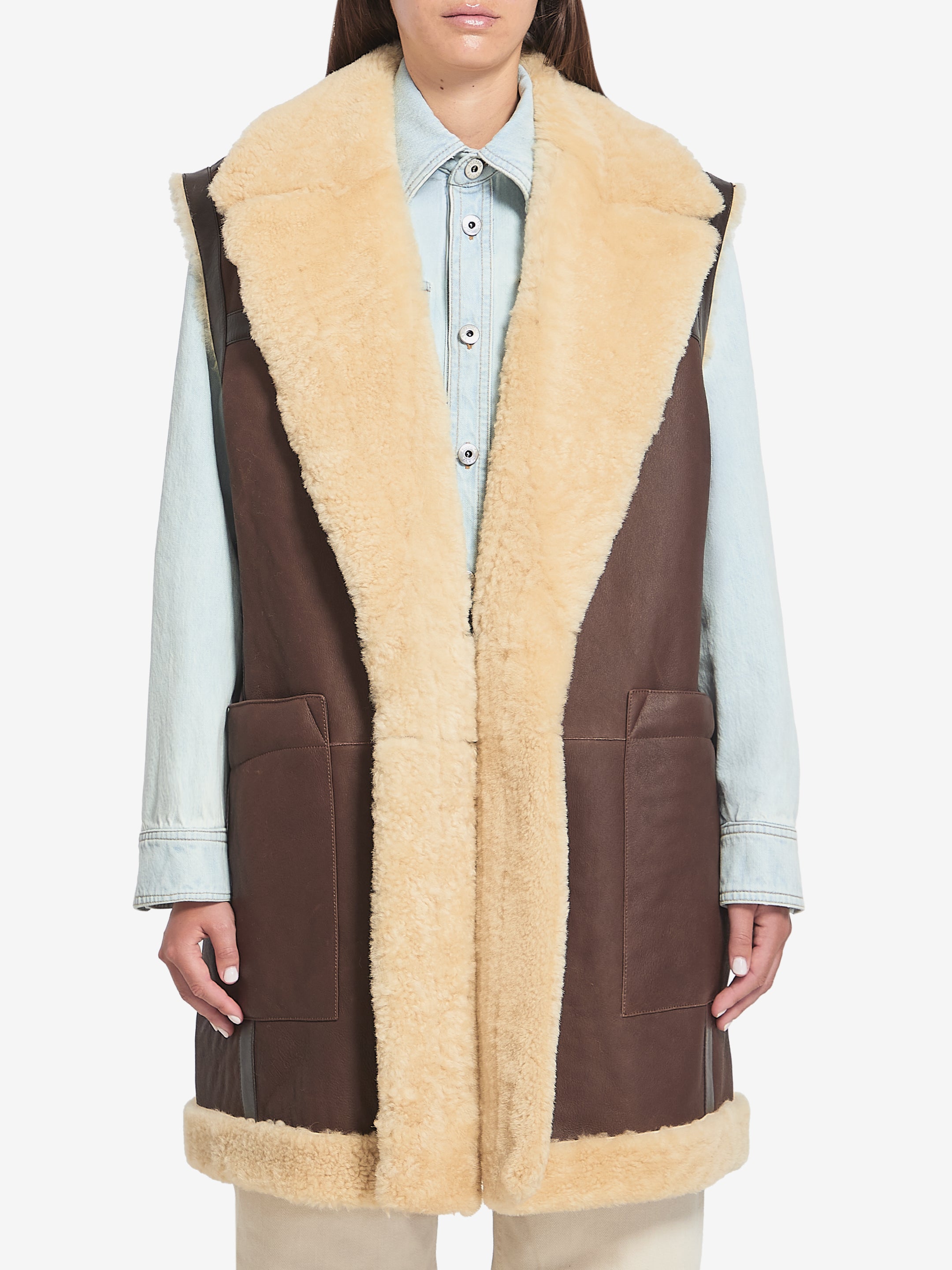 BOTTEGA VENETA 40 shearling long vest