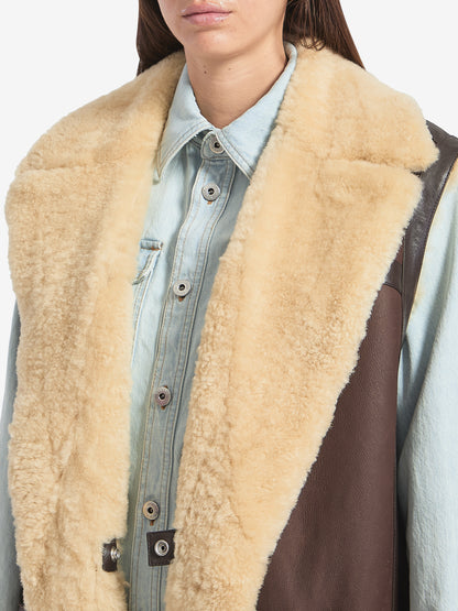 BOTTEGA VENETA 40 shearling long vest