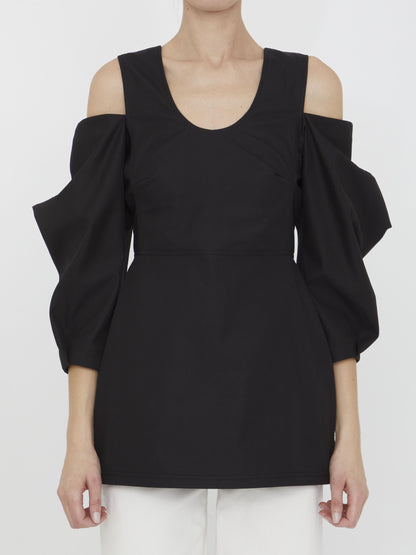 JIL SANDER 36 cut-out cotton top