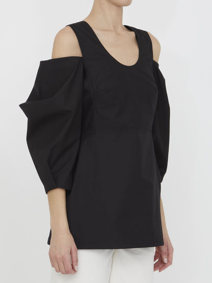 JIL SANDER 36 cut-out cotton top