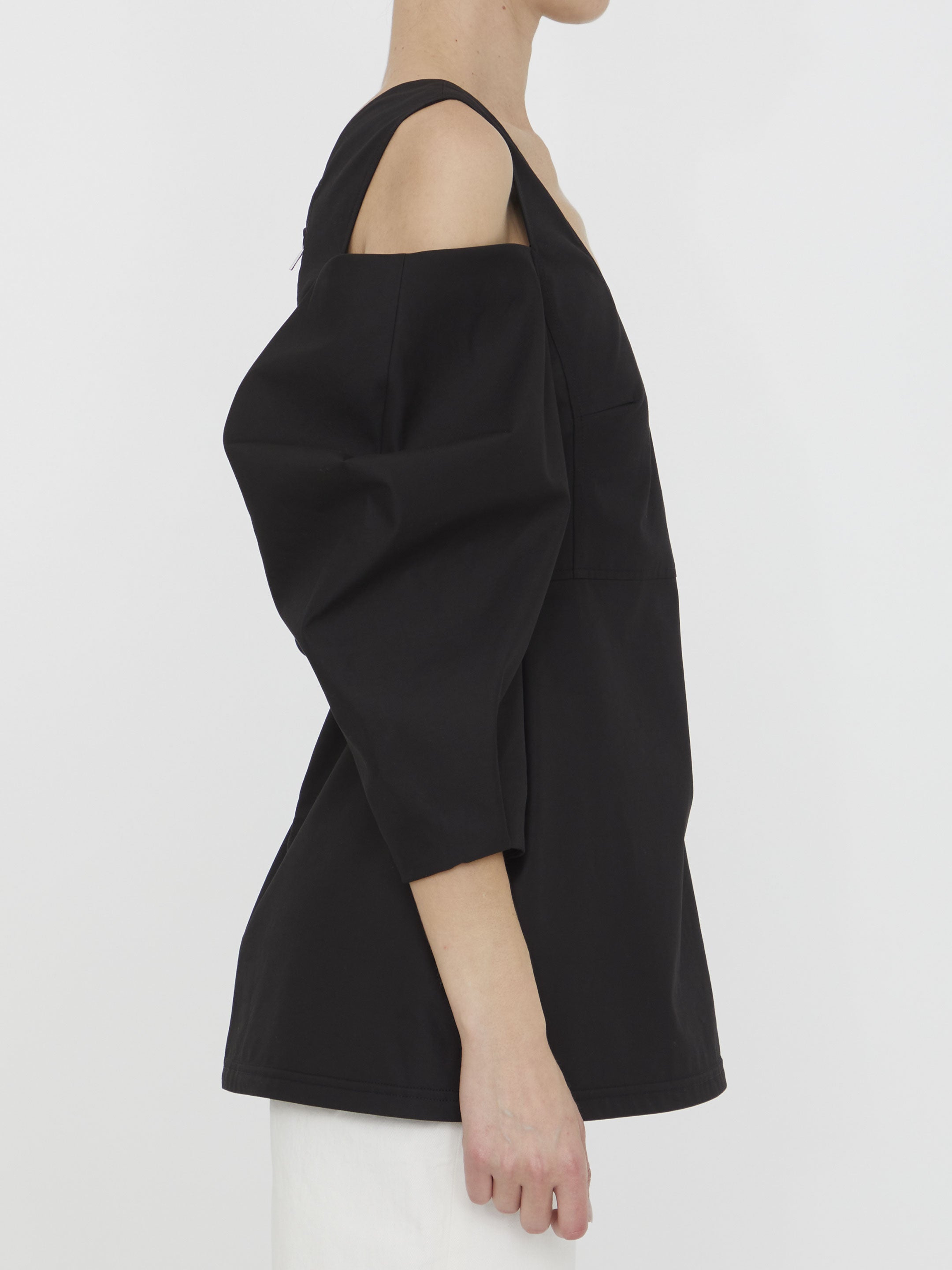 JIL SANDER 36 cut-out cotton top