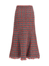 check knit midi skirt with frayed edges