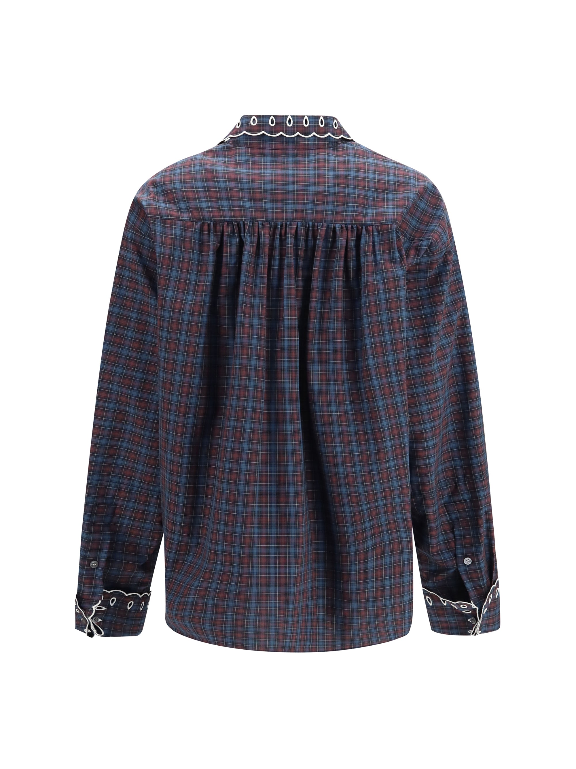 checked cotton shirt with embroidered details