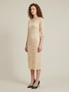 white lace midi sheath dress