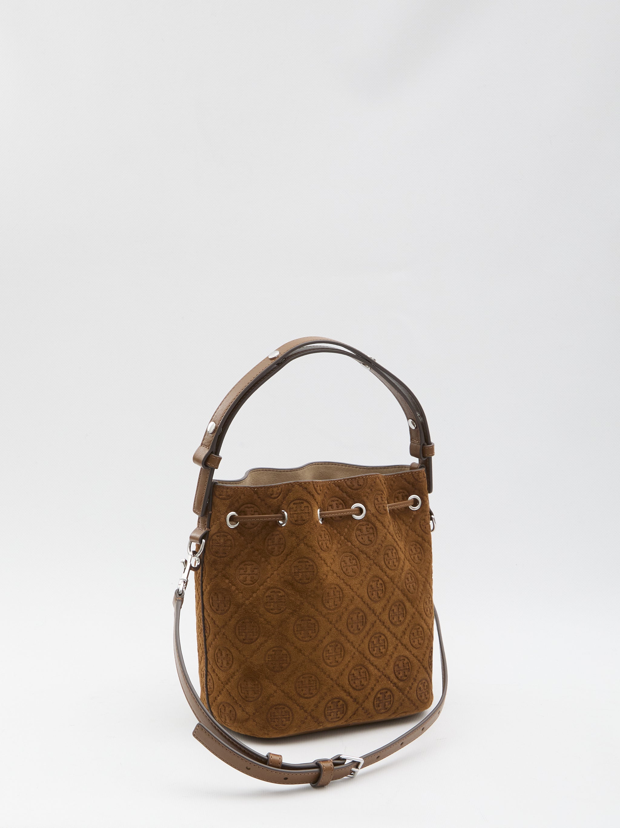 t monogram suede bucket bag