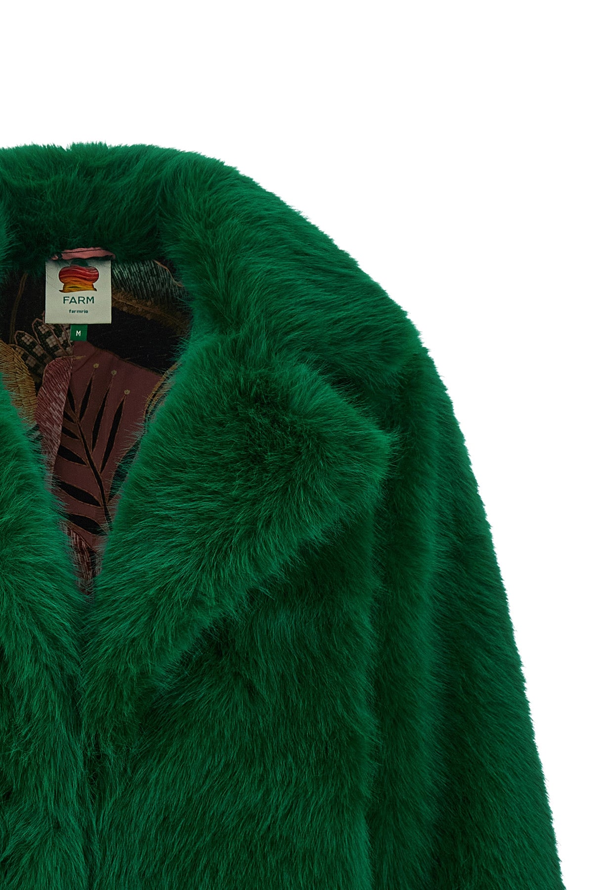 the farm rio faux fur coat defines new volumes through an oversized silhouette a