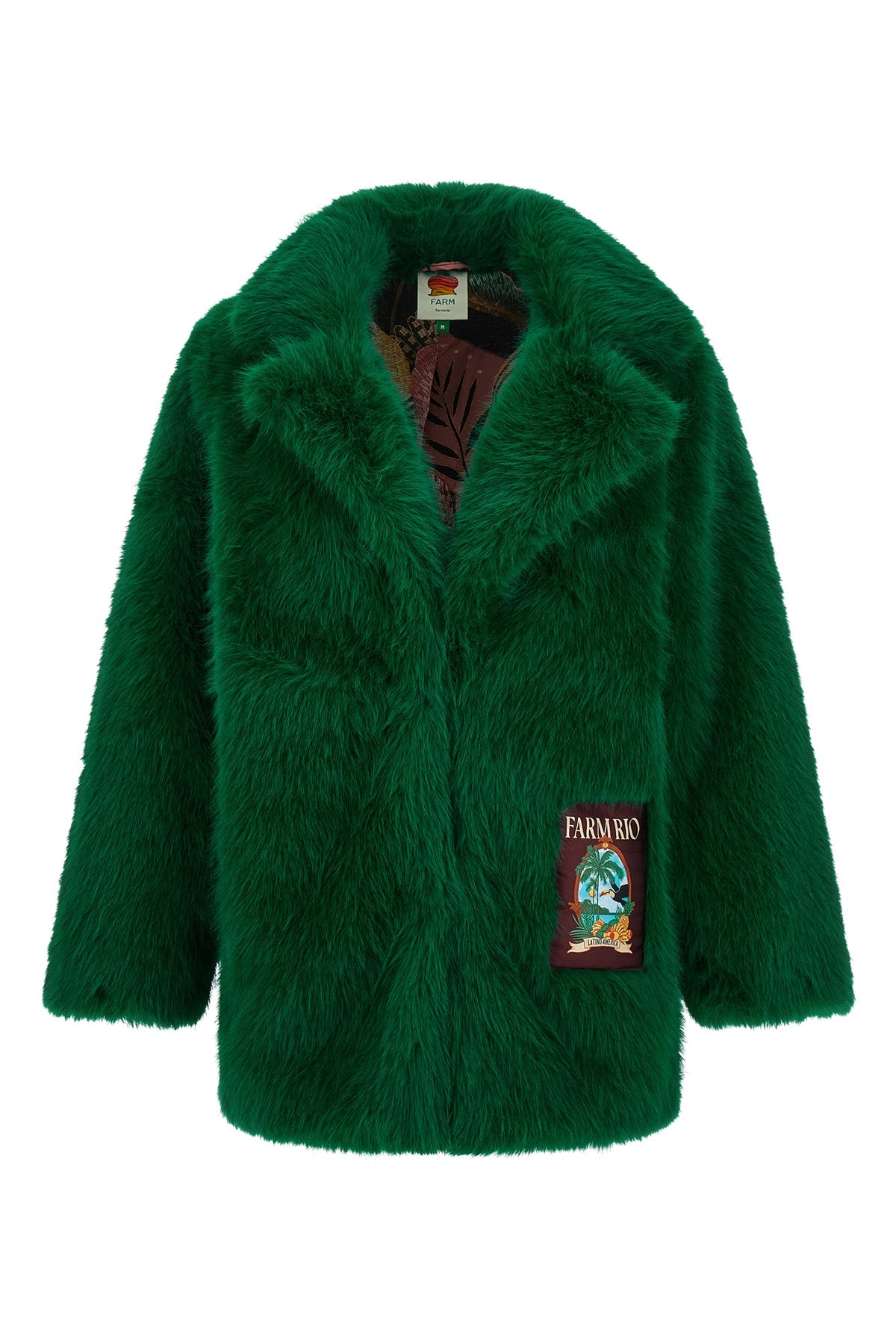 the farm rio faux fur coat defines new volumes through an oversized silhouette a