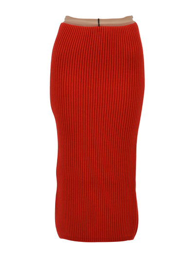 rib-knit midi skirt