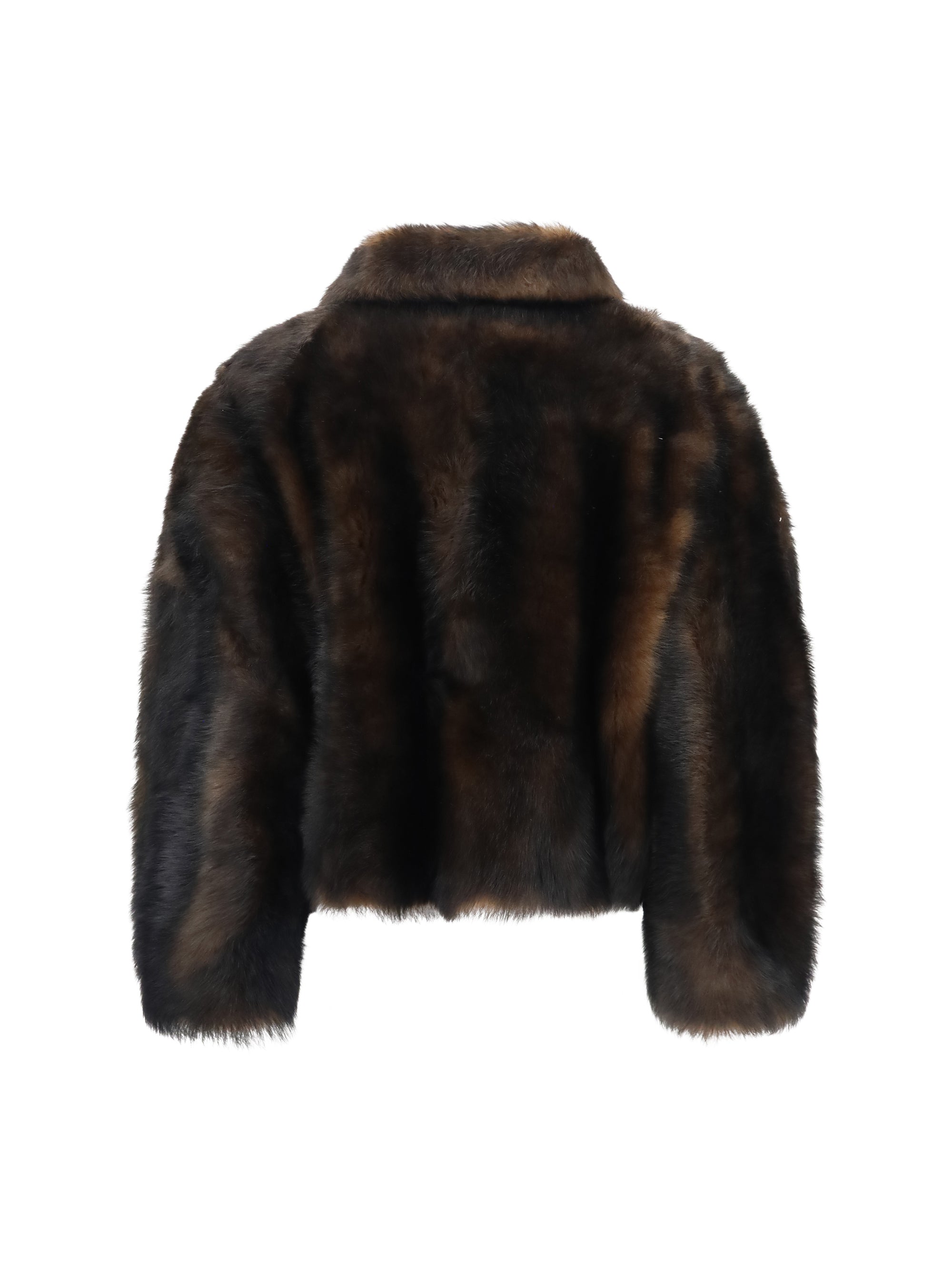 soft shearling jacket with shiny zipper pull