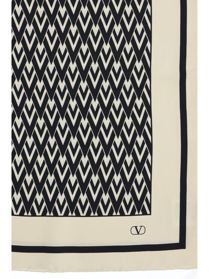 VALENTINO GARAVANI OS silk foulard with all-over monogram print