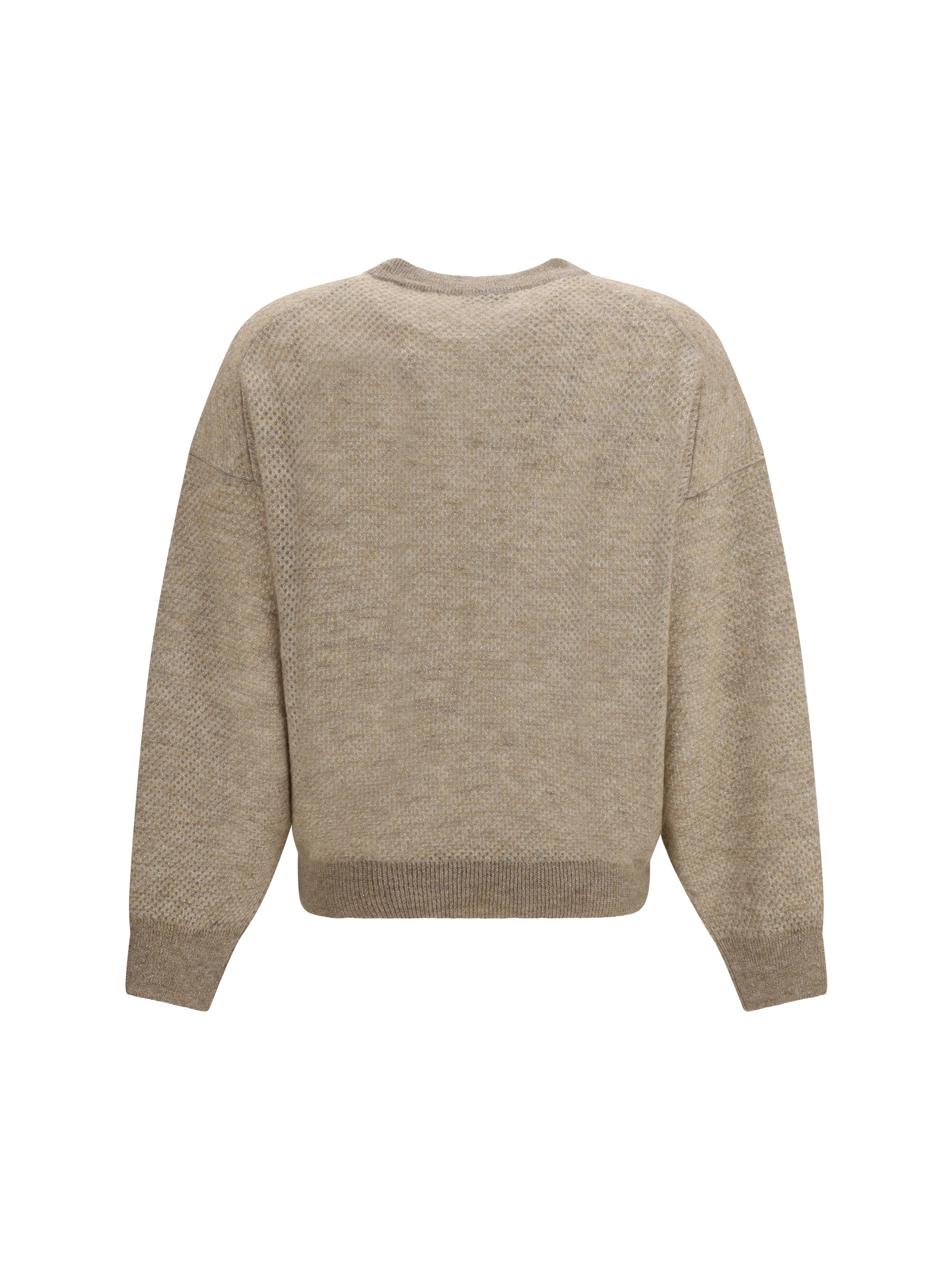 open-knit crewneck sweater