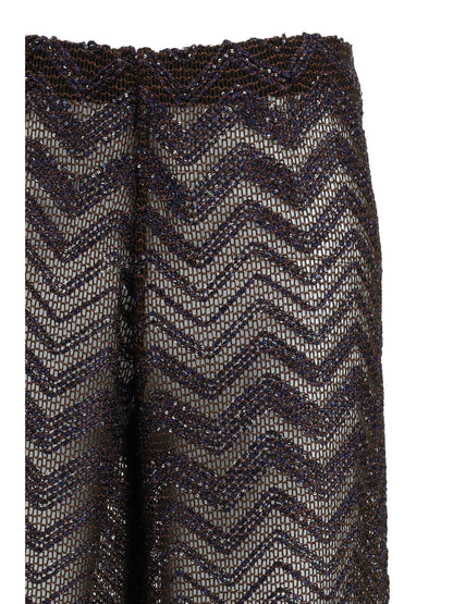 MISSONI 42 wide zigzag mesh trousers with sequins 