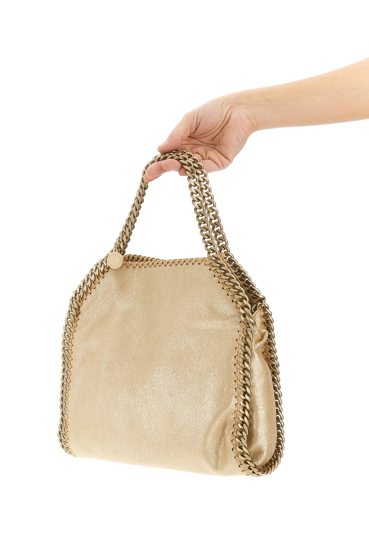 falabella miniin tessuto eco shiny dotted chamois crossbody bag