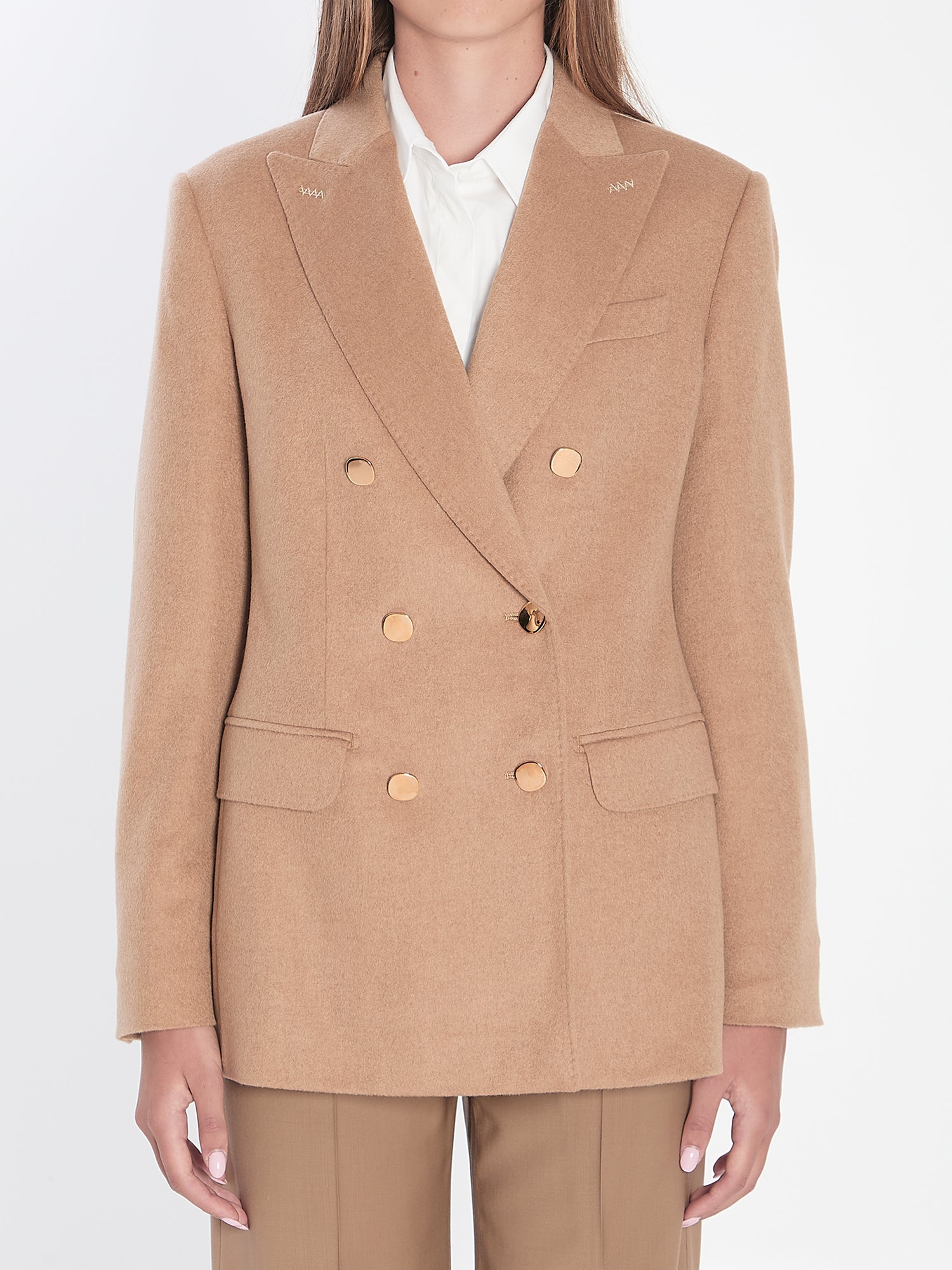 MAX MARA 40 double-breasted blazer in camel 
