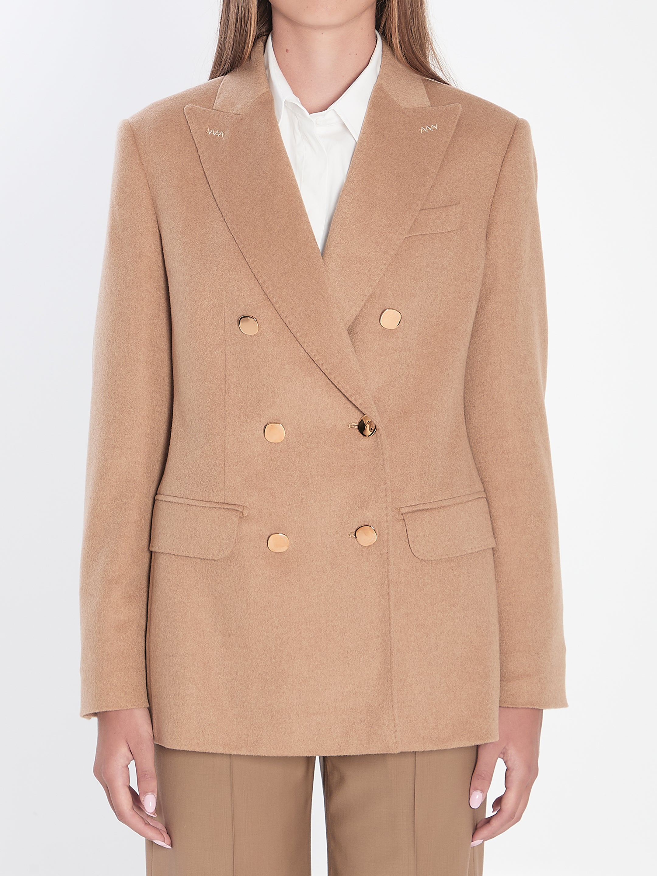 MAX MARA 40 double-breasted blazer in camel 