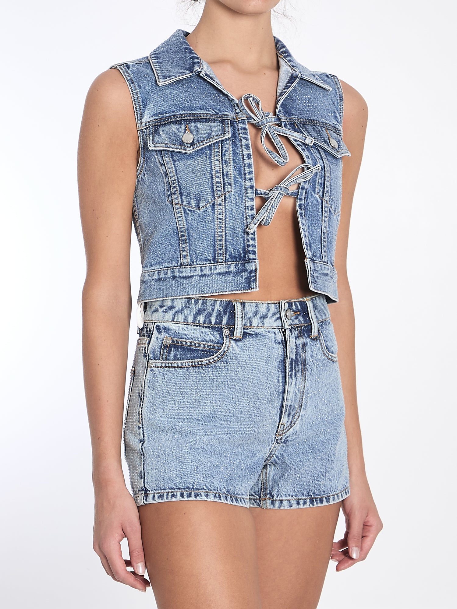 ALEXANDER WANG S cropped vest with bows and crystals