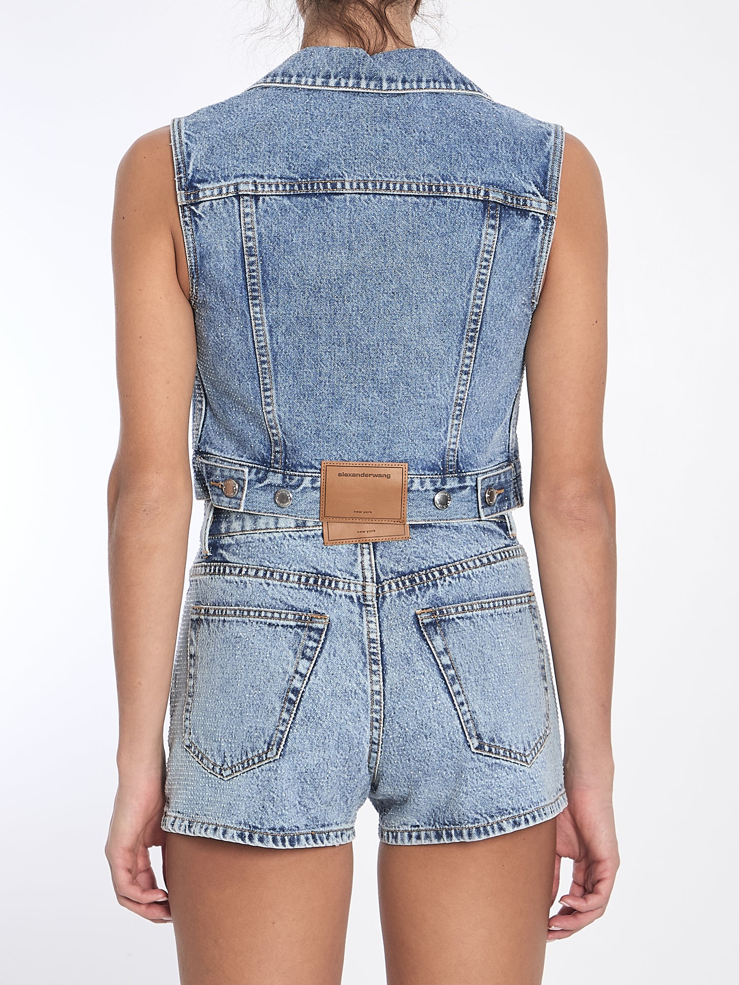 ALEXANDER WANG S cropped vest with bows and crystals