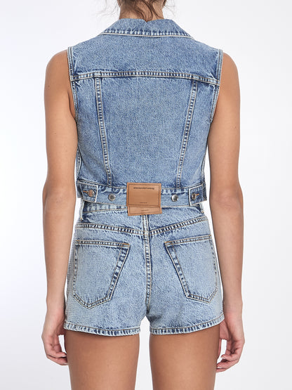 ALEXANDER WANG S cropped vest with bows and crystals