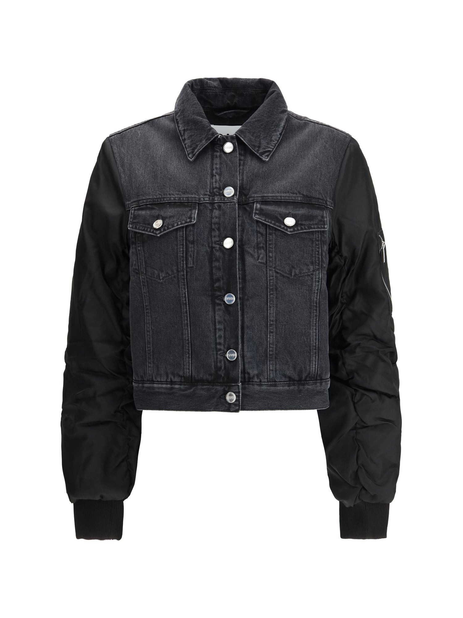 GANNI 36 black rigid denim jacket