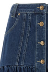 the farm rio structured denim mini skirt redefines the codes of casual dress thr