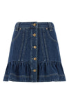 the farm rio structured denim mini skirt redefines the codes of casual dress thr