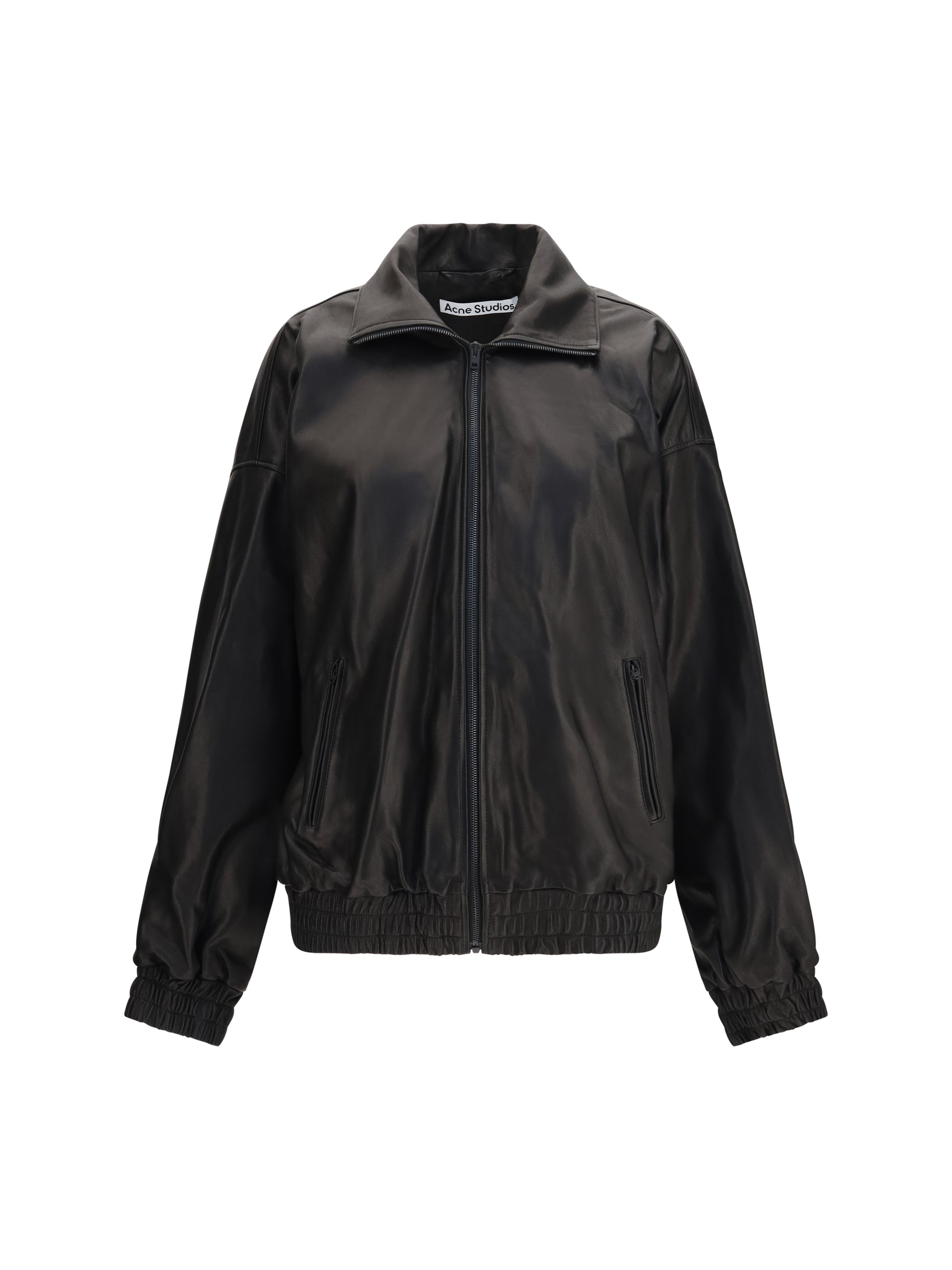 leather jacket with high collar