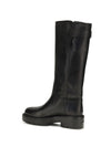 leather knee-high boots with buckle detail