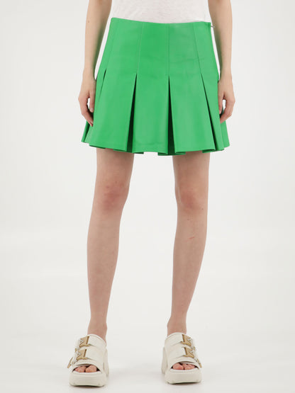 BOTTEGA VENETA 40 green leather skirt