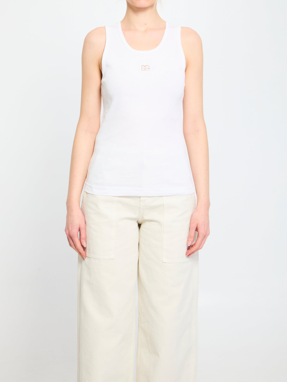 DOLCE&amp;GABBANA 38 ribbed tank top with dg 