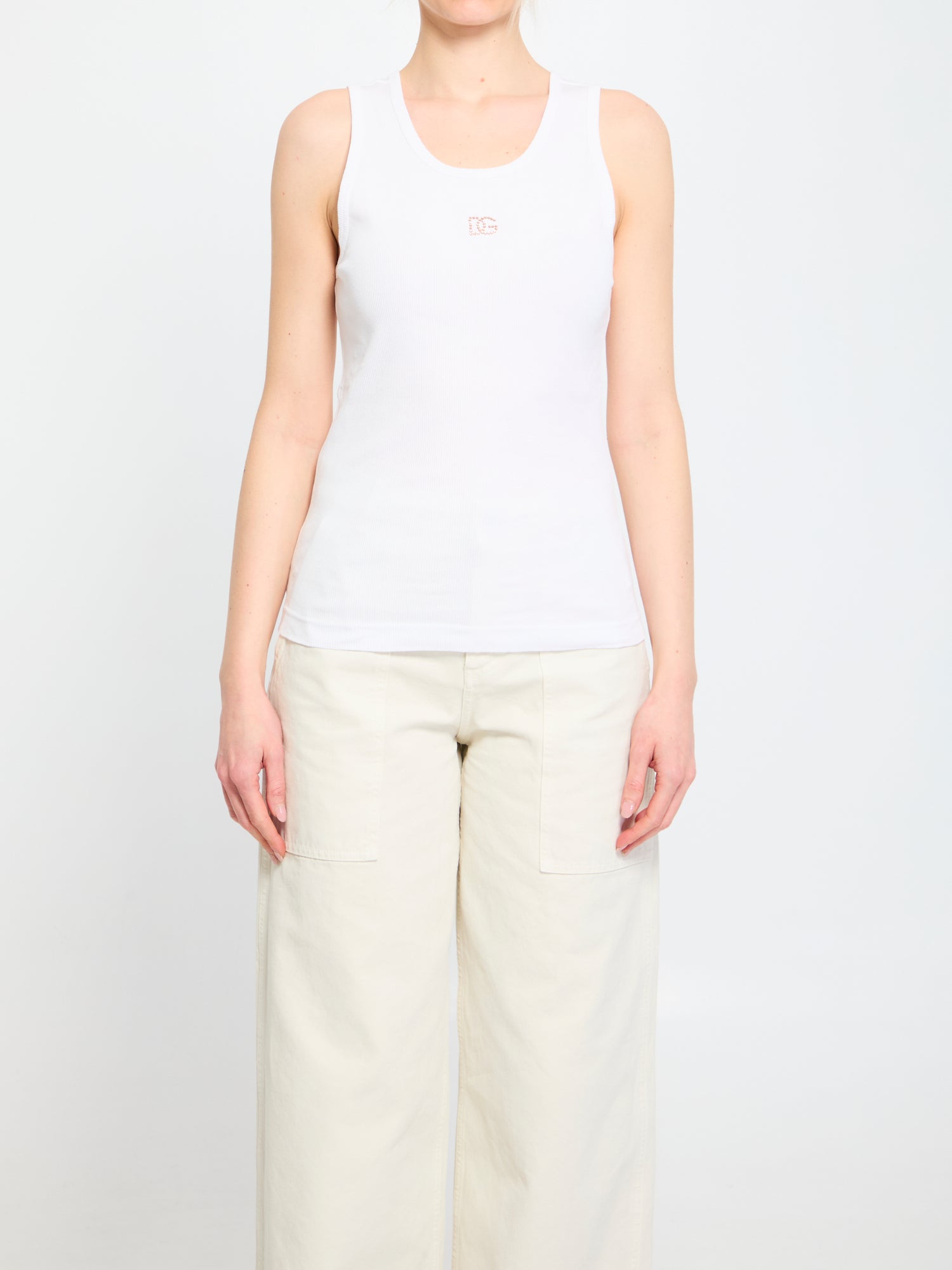 DOLCE&amp;GABBANA 38 ribbed tank top with dg 