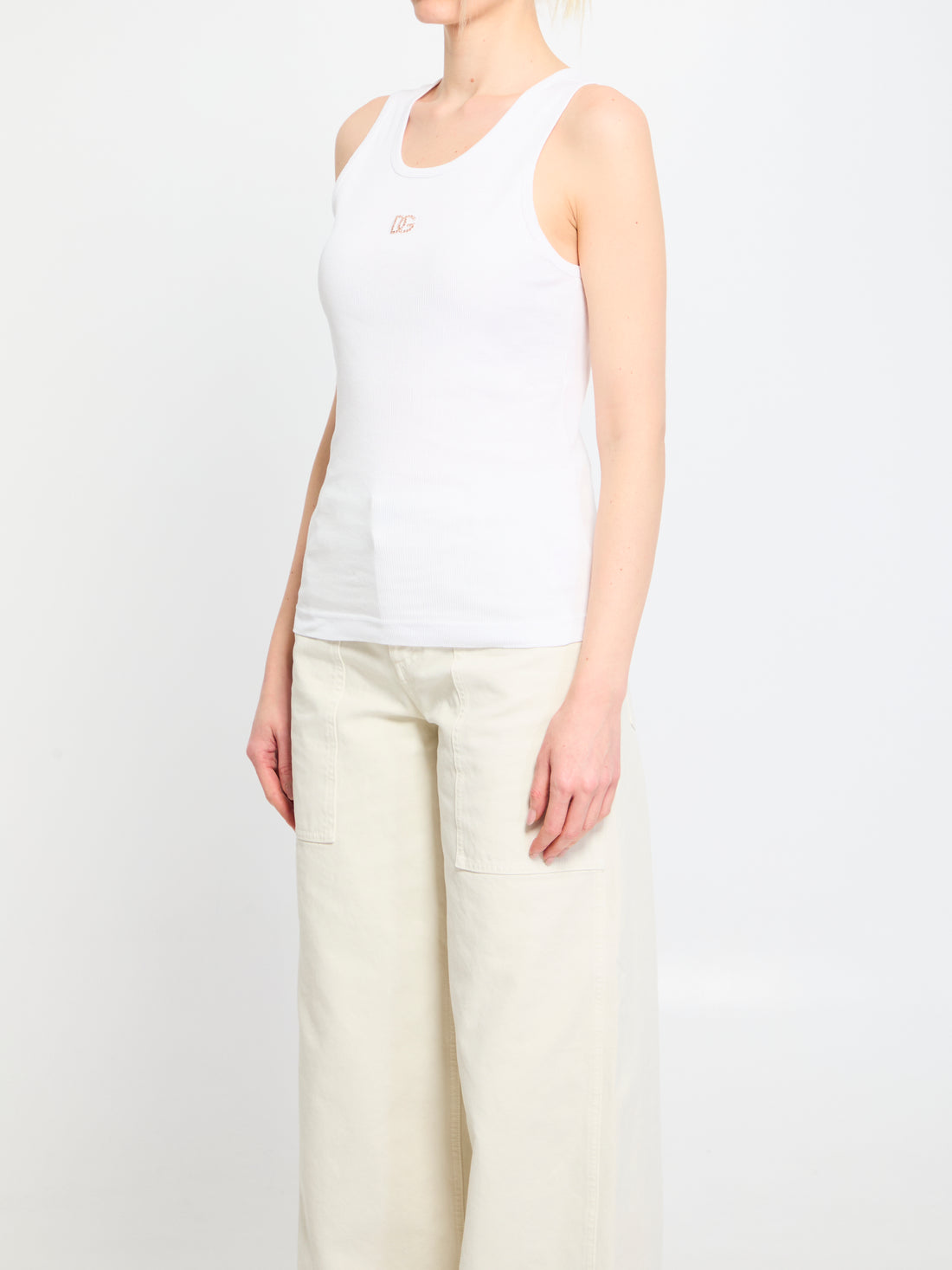 DOLCE&amp;GABBANA 38 ribbed tank top with dg 