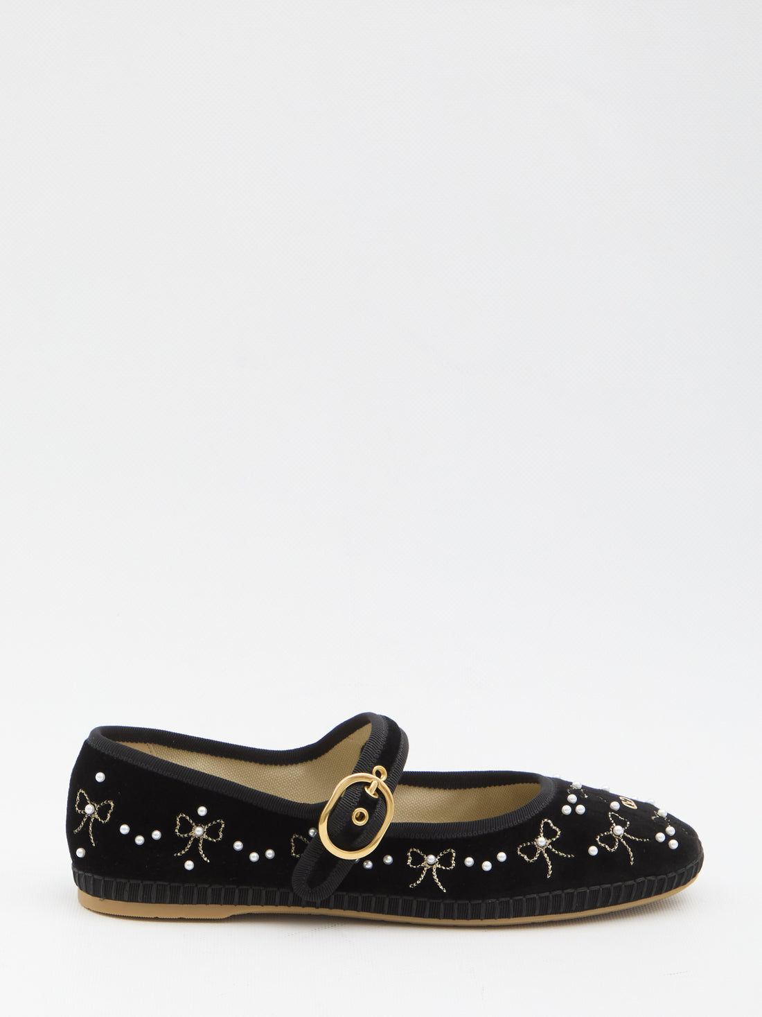 VALENTINO GARAVANI 36 endouce velvet mary-jane ballerina flats