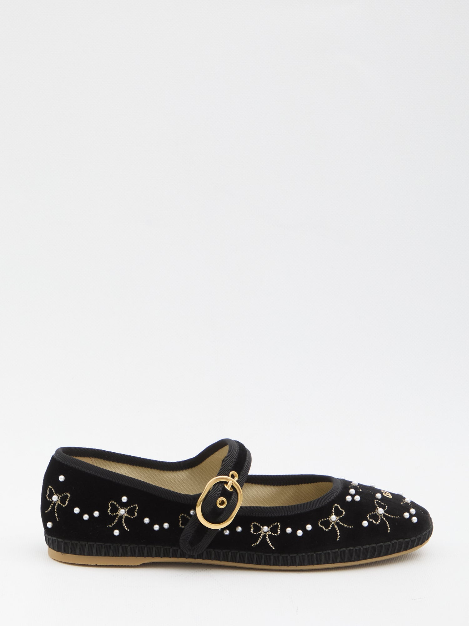 VALENTINO GARAVANI 36 endouce velvet mary-jane ballerina flats 