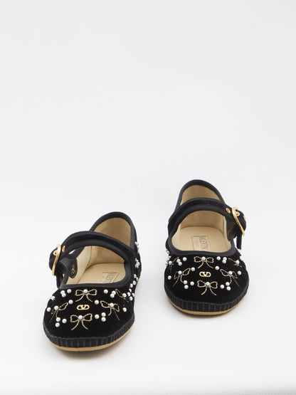 VALENTINO GARAVANI 36 endouce velvet mary-jane ballerina flats 