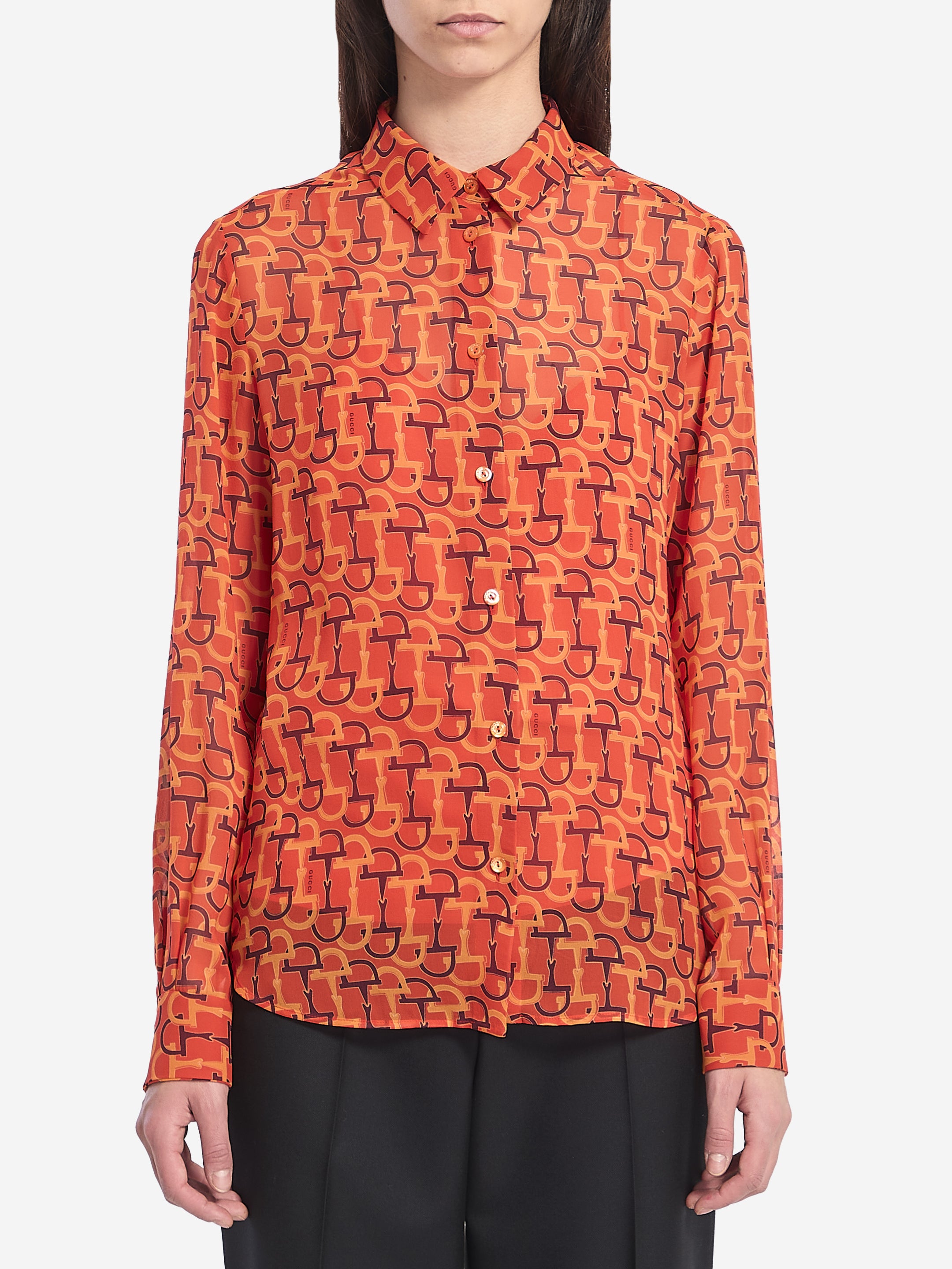 GUCCI 42 printed silk blouse