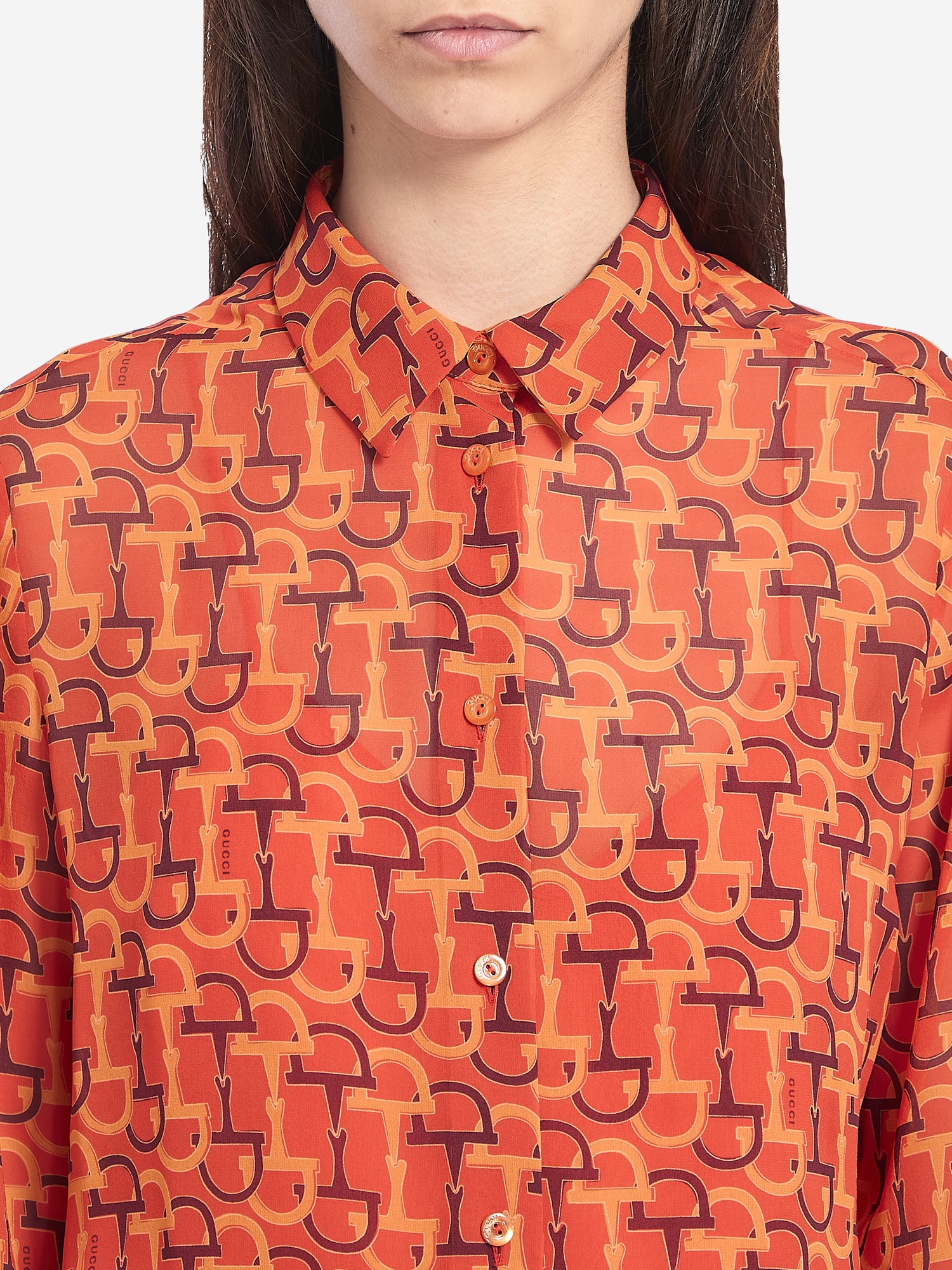 GUCCI 42 printed silk blouse