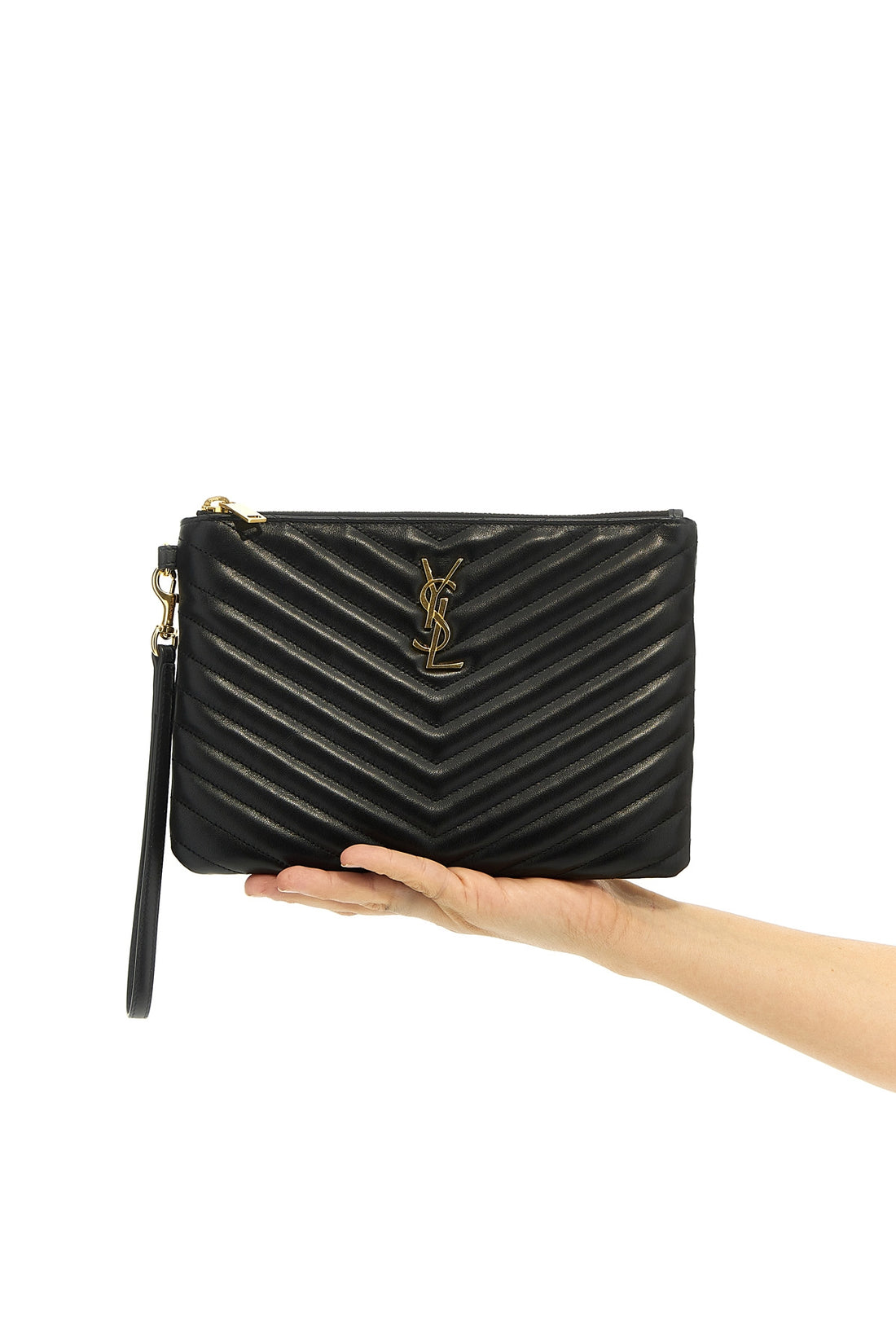 SAINT LAURENT OS cassandre matelassé leather clutch bag