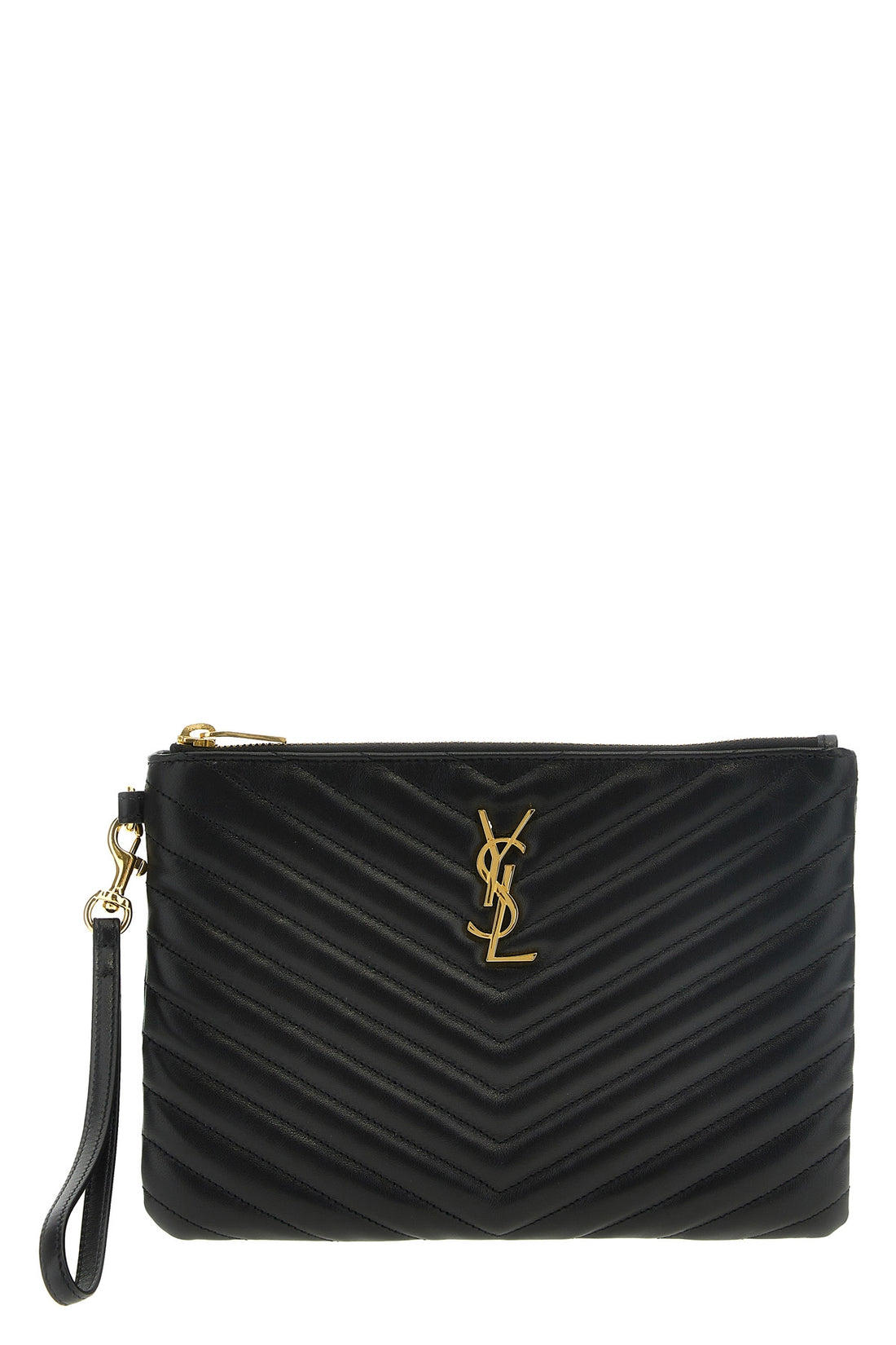 SAINT LAURENT OS cassandre matelassé leather clutch bag