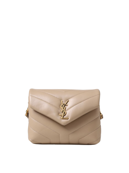 SAINT LAURENT Loulou Toy Beige Leather Shoulder Bag