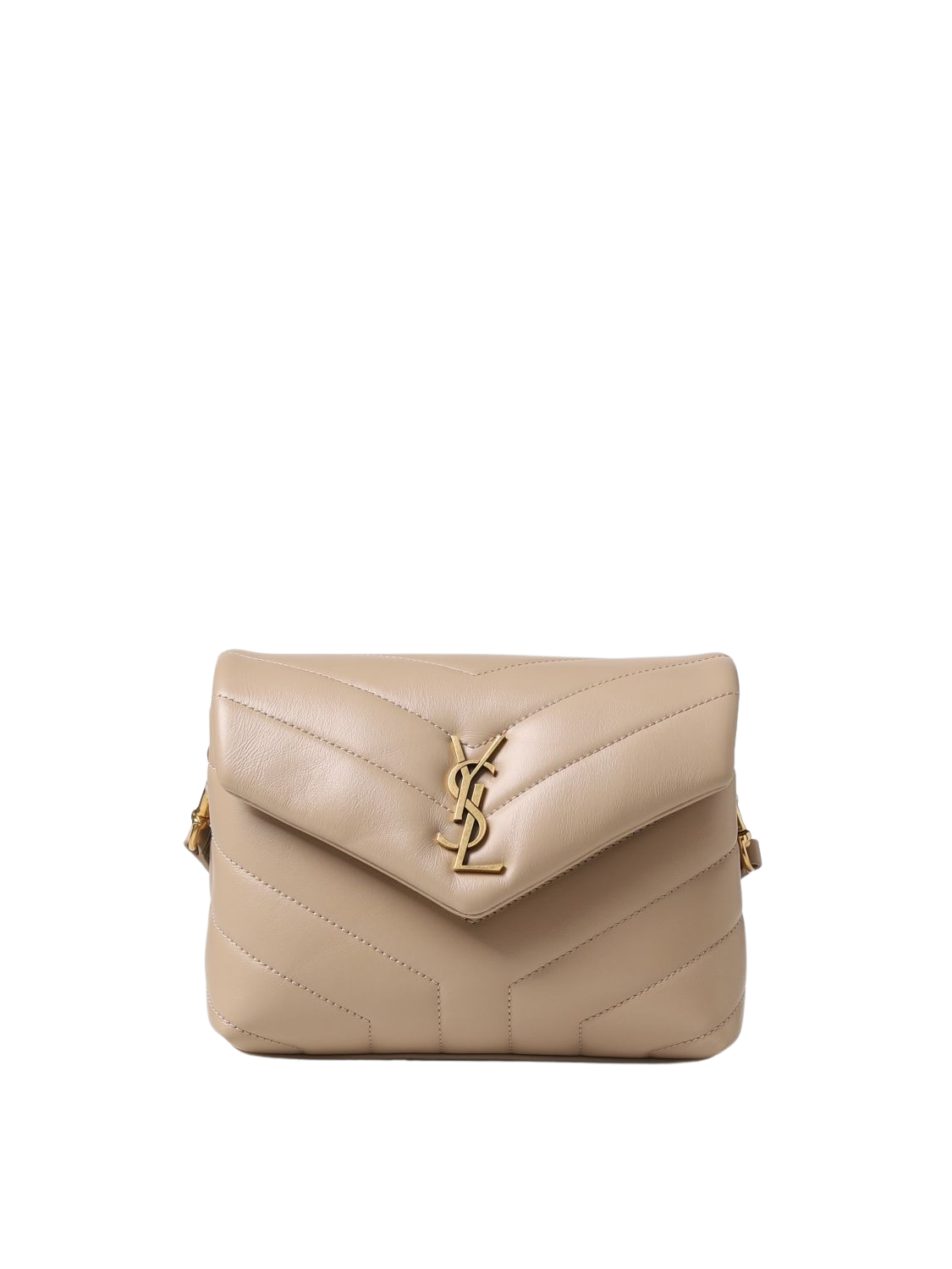 SAINT LAURENT Loulou Toy Beige Leather Shoulder Bag