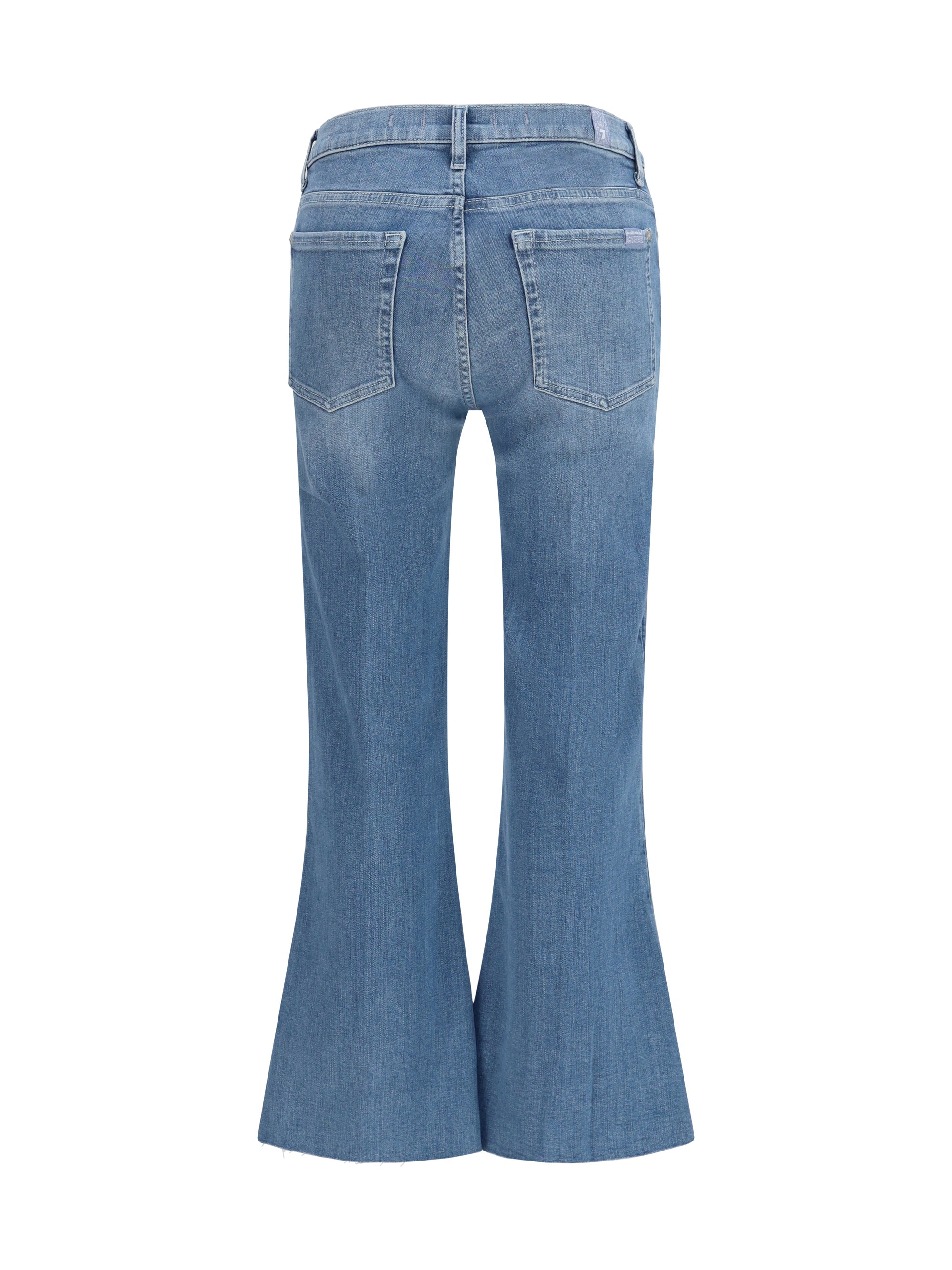 cropped flared jeans with raw hem