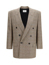 prince of wales houndstooth wool blazer