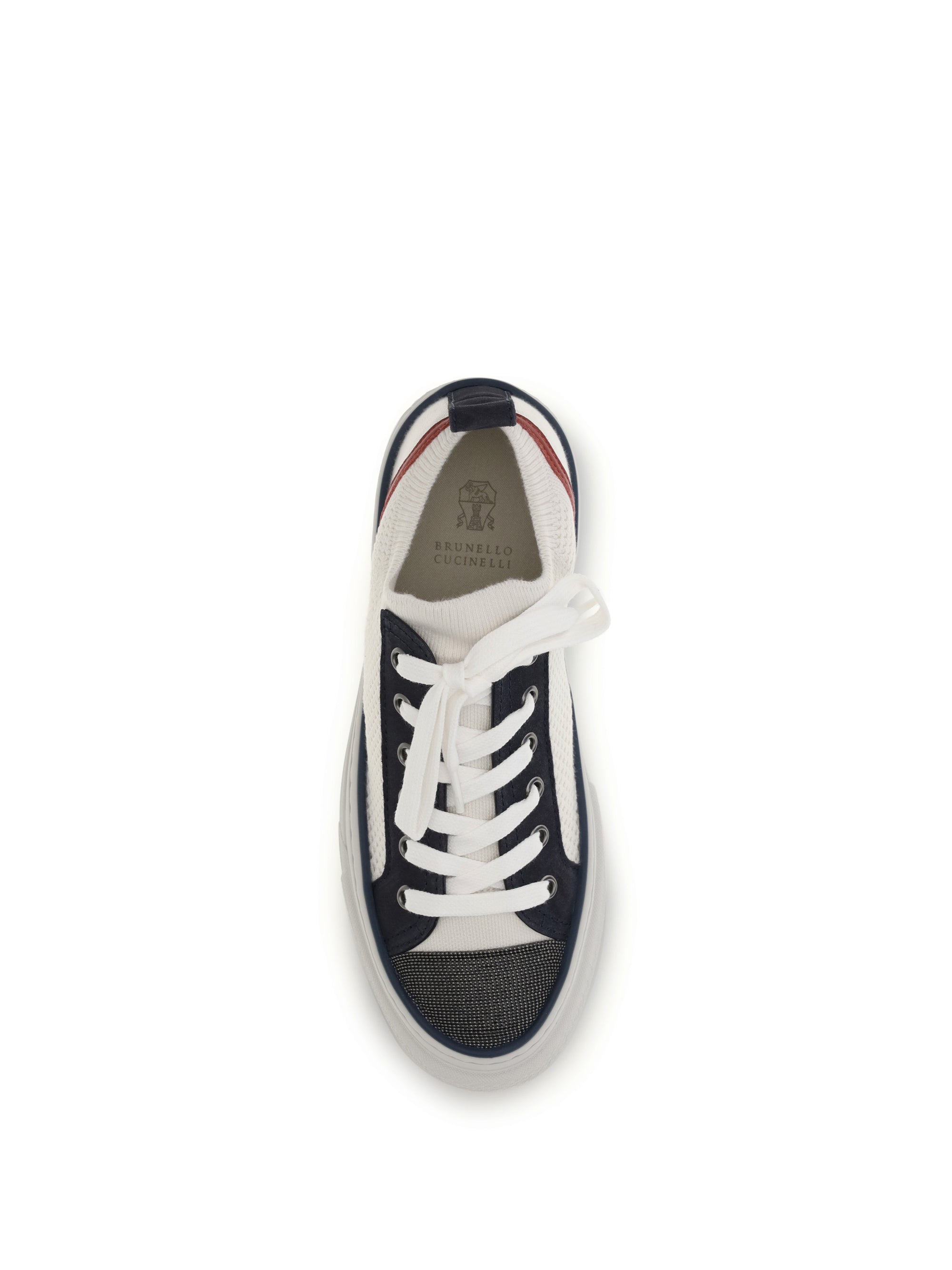 cotton knit and suede sneakers with precious toe