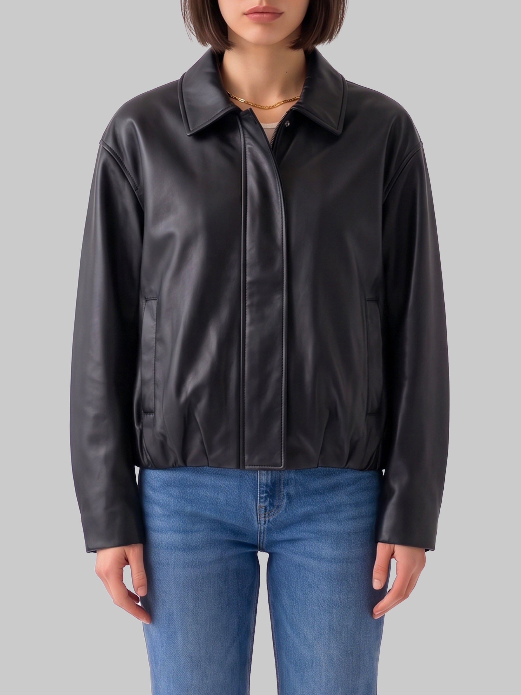 melis black leather jacket