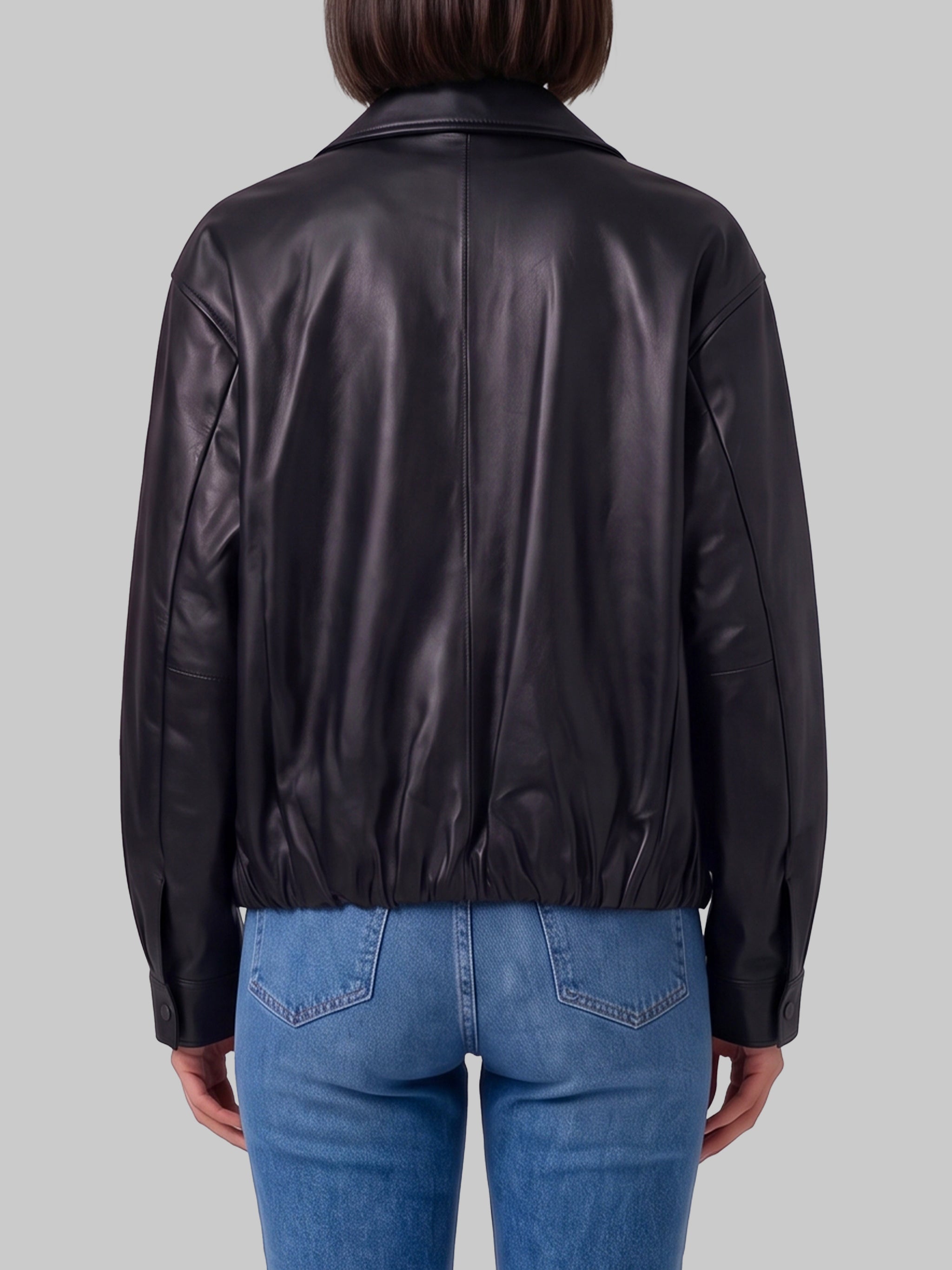 melis black leather jacket
